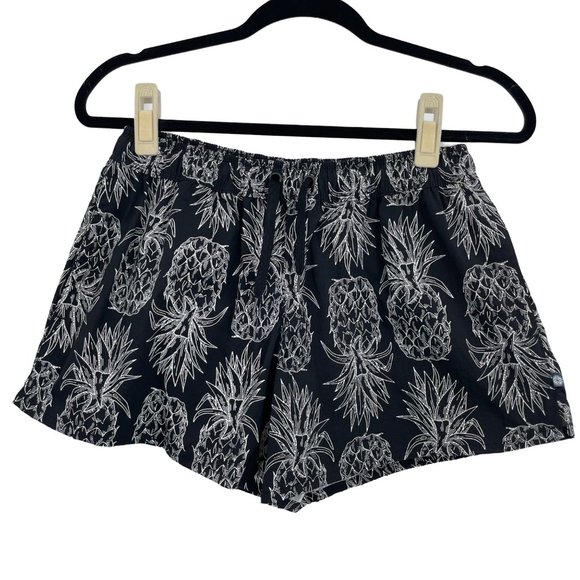 Lauren James Pants - Lauren James Size Small Black White Pineapple Swim Shorts Drawstring Womens